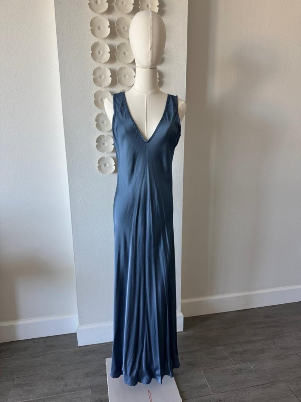 Gabriele Colangelo Silk Blend Slip Dress Blue Made in Italy Minimalist Bias Cut